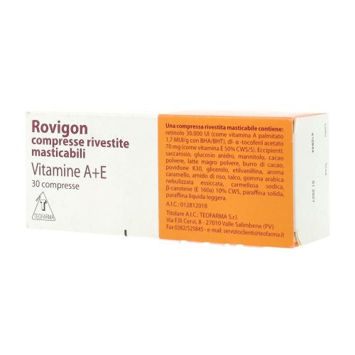 ROVIGON 30CPR RIV MAST - Integratore di vitamina A per disturbi funzionali o manifestazioni degenerative dei tessuti di origine epiteliale o mesodermica