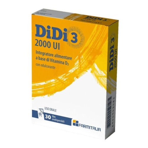 DIDI3 2000 UI 30FILM ORODISPER - Integratore a base di Vitamina D3, utile in caso di aumentato fabbisogno o di carenze alimentari di tale nutriente