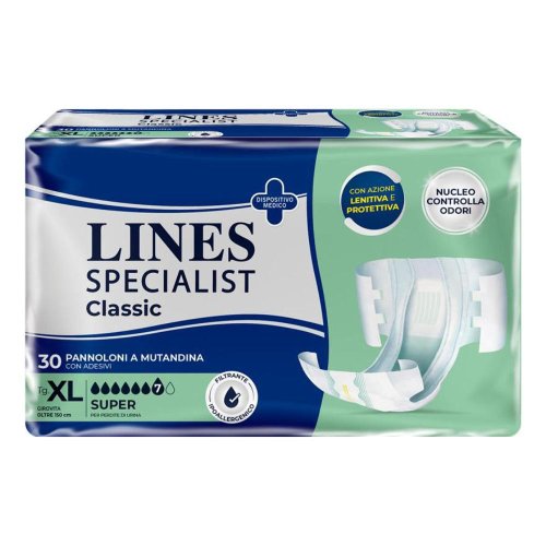 LINES SP CLASS SUP PM XL30PZ - Pannoloni a mutandina che servono per la gestione dell'incontinenza urinaria LINES SP CLASS SUP PM XL30PZ - Pannoloni a mutandina che servono per la gestione dell'incontinenza urinaria