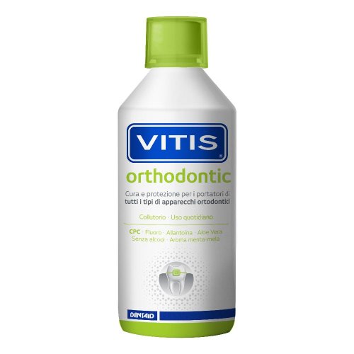 VITIS ORTHODONTIC COLLUT 500ML - Collutorio che rinforza lo smalto dei denti, riduce la formazione del biofilm e mantiene sane le gengive